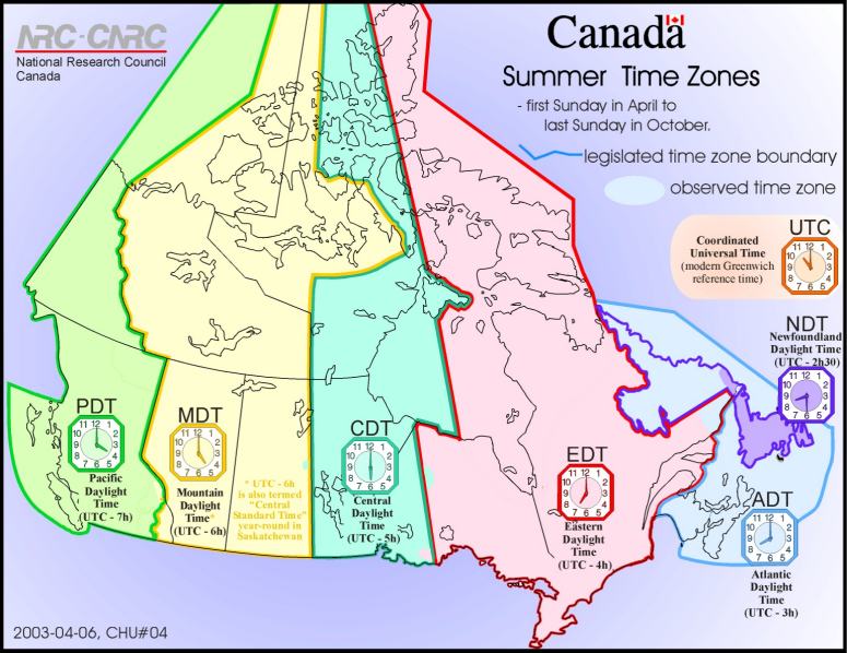 time zone map us and canada. Canadian Time Zones -